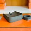 Hermes Mini Evelyne Togo 8F tinware grey Silver Hardware 16cm Full Handmade
