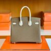 Hermes Birkin Togo Etoupe Grey & Creamy White Gold Hardware 25cm Full Handmade
