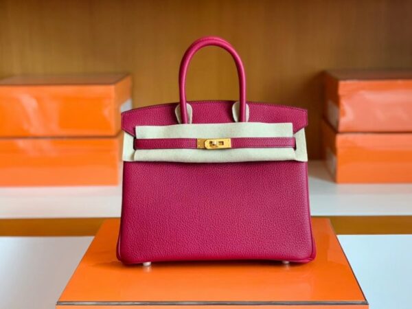 Hermes Birkin Togo K1 garnet red Gold Hardware 25cm Full Handmade