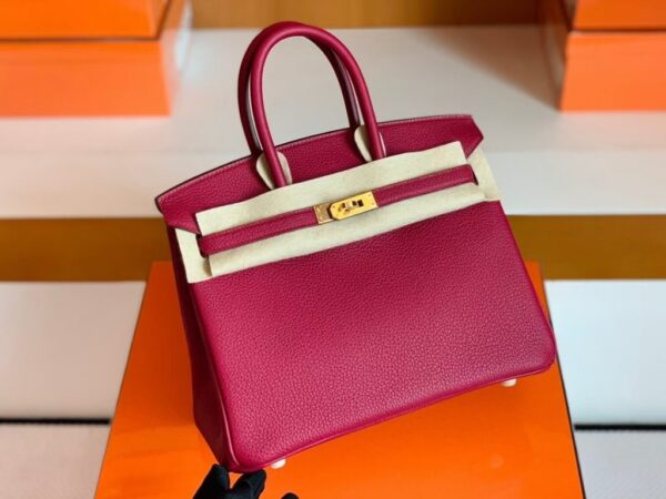 Hermes Birkin Togo K1 garnet red Gold Hardware 25cm Full Handmade