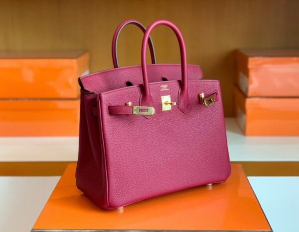 Hermes Birkin Togo K1 garnet red Gold Hardware 25cm Full Handmade