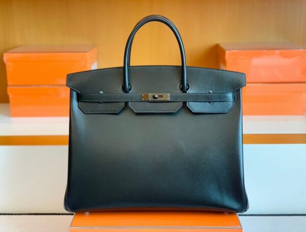 Hermes Birkin Box so Black Silver Hardware 40cm Full Handmade