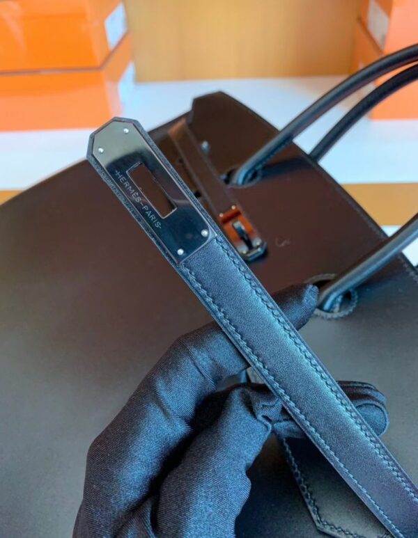 Hermes Birkin Box so Black Silver Hardware 40cm Full Handmade