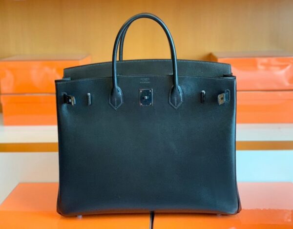 Hermes Birkin Box so Black Silver Hardware 40cm Full Handmade