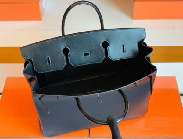 Hermes Birkin Box so Black Silver Hardware 40cm Full Handmade