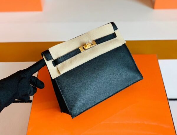 Hermes Kelly dance Evercolor Black Gold Hardware 22cm Full Handmade