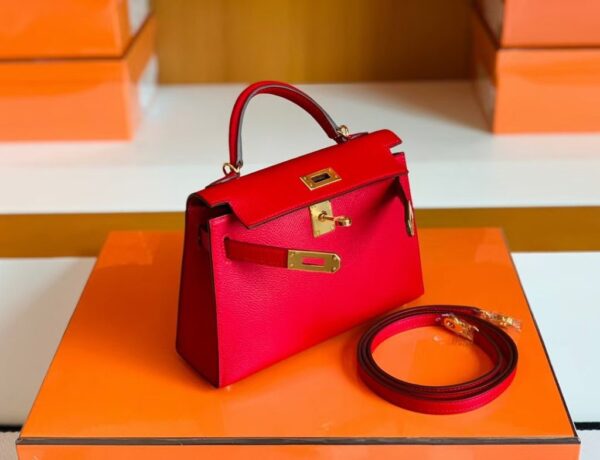 mmexport1677127382510-1024x785-1 Hermes Mini Kelly Epsom Bright Red Gold Hardware 19cm Full Handmade