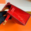 Hermes Mini Kelly pochette Shiny Porosus crocodile Ferrari red Gold Hardware 22cm Full Handmade