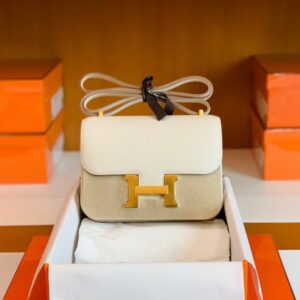 Hermes Constance Epsom Creamy White Gold Hardware 18cm Full Handmade