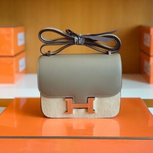 Hermes Constance Swift Etoupe Grey Silver Hardware 18cm Full Handmade