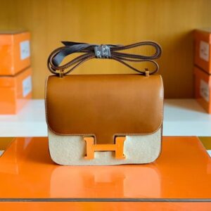 Hermes Constance Barenia Golden Brown Gold Hardware 18cm Full Handmade