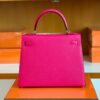 Hermes Kelly Epsom Rose Purple Silver Hardware 28cm Full Handmade
