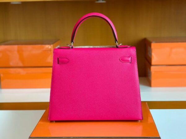Hermes Kelly Epsom Rose Purple Silver Hardware 28cm Full Handmade