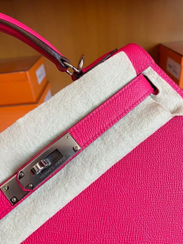 Hermes Kelly Epsom Rose Purple Silver Hardware 28cm Full Handmade