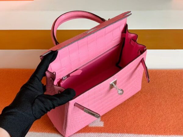Hermes Kelly Matte Alligator 5P sakura pink Silver Hardware 25cm Full Handmade