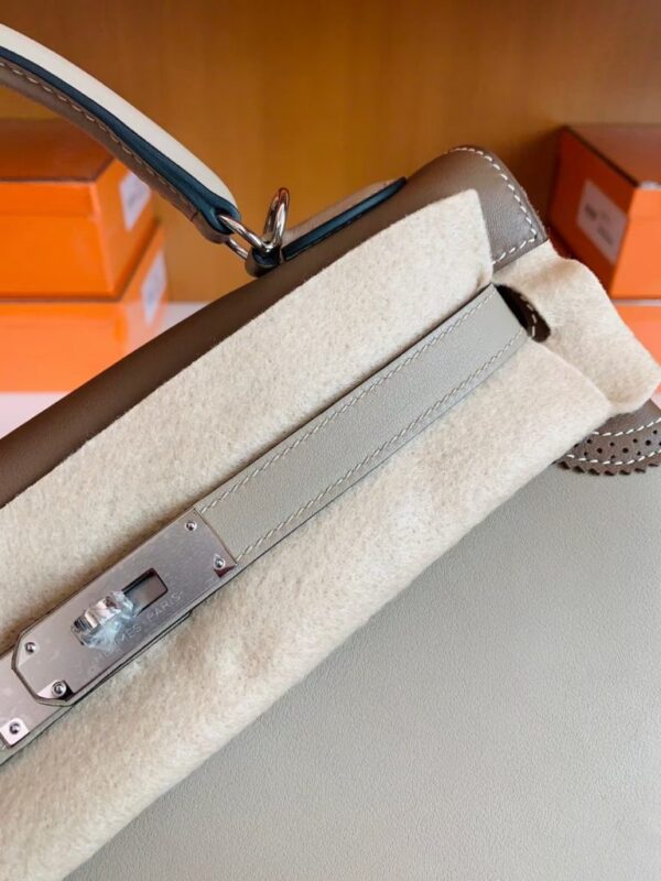 Hermes Kelly swift Etoupe Grey & Trench Grey Silver Hardware 32cm Full Handmade