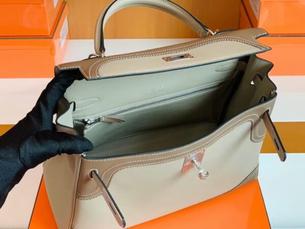 Hermes Kelly swift Etoupe Grey & Trench Grey Silver Hardware 32cm Full Handmade