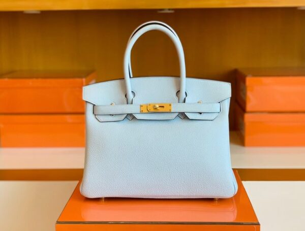 mmexport1679282863078-1024x777-2 Hermes Birkin Togo T0 Light Blue Gold Hardware 30cm Full Handmade