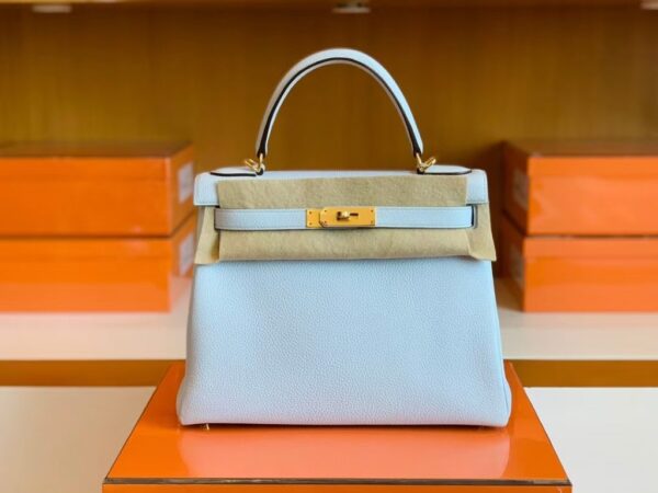 mmexport1679282979894-1024x768-1 Hermes Kelly Togo T0 Light Blue Gold Hardware 28cm Full Handmade