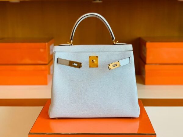 mmexport1679282989020-1024x768-1 Hermes Kelly Togo T0 Light Blue Gold Hardware 28cm Full Handmade