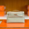 Hermes Mini Kelly pochette Matte Alligator Y1 vanilla Silver Hardware 22cm Full Handmade