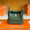 Hermes Mini Lindy TC Leather Jungle green Silver Hardware 19cm Full Handmade