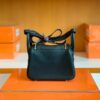 Hermes Mini Lindy TC Leather Black Gold Hardware 19cm Full Handmade