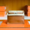 Hermes Kelly dance Evercolor Leather Golden Brown Silver Hardware 22cm Full Handmade