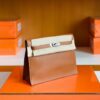 Hermes Kelly dance Evercolor Leather Golden Brown Silver Hardware 22cm Full Handmade
