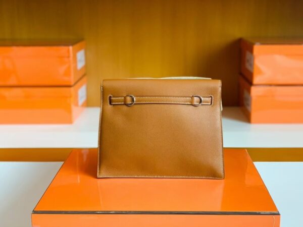 Hermes Kelly dance Evercolor Leather Golden Brown Silver Hardware 22cm Full Handmade