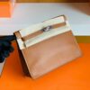 Hermes Kelly dance Evercolor Leather Golden Brown Silver Hardware 22cm Full Handmade