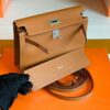 Hermes Kelly dance Evercolor Leather Golden Brown Silver Hardware 22cm Full Handmade