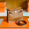 Hermes Kelly dance Evercolor Leather Golden Brown Silver Hardware 22cm Full Handmade