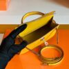 Hermes Mini Kelly Ostrich Leather Lemon yellow Silver Hardware 19cm Full Handmade
