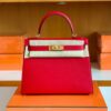 Hermes Kelly Epsom Leather Q5 Bright Red Gold Hardware 28cm Full Handmade