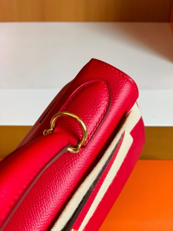 Hermes Kelly Epsom Leather Q5 Bright Red Gold Hardware 28cm Full Handmade