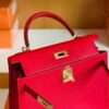 Hermes Kelly Epsom Leather Q5 Bright Red Gold Hardware 28cm Full Handmade