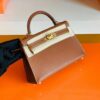 Hermes Mini Kelly Chevre Leather Saddle Brown Gold Hardware 19cm Full Handmade