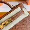 Hermes Mini Kelly Chevre Leather Saddle Brown Gold Hardware 19cm Full Handmade