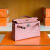 mmexport1679967196827-1024x768-1 Hermes Mini Kelly Pochette Ostrich Leather CK94 sakura pink Silver Hardware 22cm Full Handmade