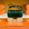 Hermes Constance Shiny Alligator crocodile 6Q jade green Gold Hardware 18cm Full Handmade