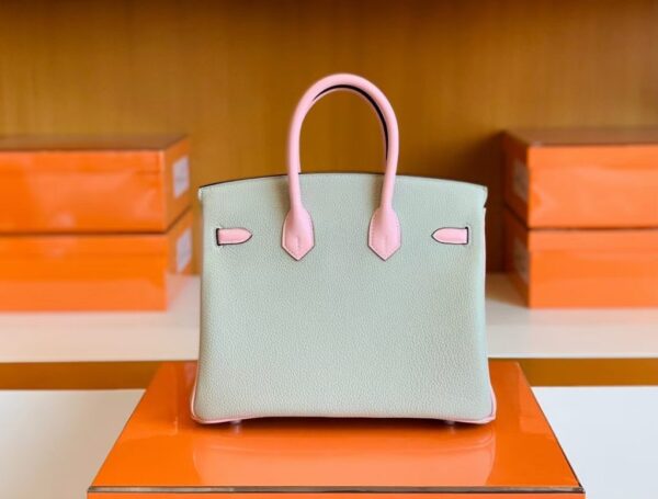 Hermes Birkin Togo & Swift Pearl grey & 3Q Pink Silver Hardware 25cm Full Handmade