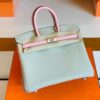 Hermes Birkin Togo & Swift Pearl grey & 3Q Pink Silver Hardware 25cm Full Handmade