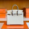 Hermes Birkin Togo Creamy White & gris ashpite Silver Hardware 25cm Full Handmade