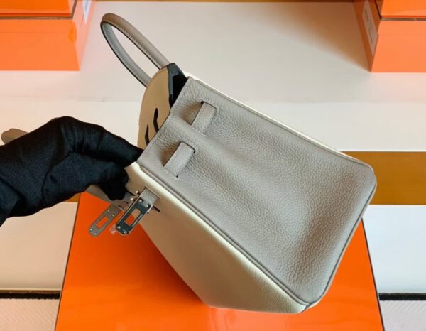 Hermes Birkin Togo Creamy White & gris ashpite Silver Hardware 25cm Full Handmade