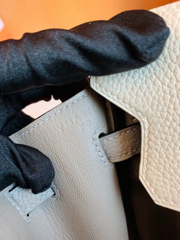 Hermes Birkin Togo Creamy White & gris ashpite Silver Hardware 25cm Full Handmade
