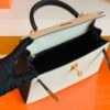 Hermes Kelly Epsom Creamy White & Black Gold Hardware 25cm Full Handmade