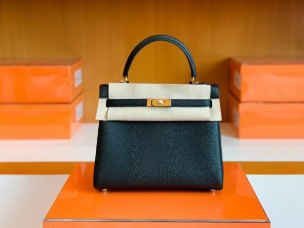 mmexport1681810291986-1024x768-2 Hermes Kelly Togo CK89 Black Gold Hardware 25cm Full Handmade