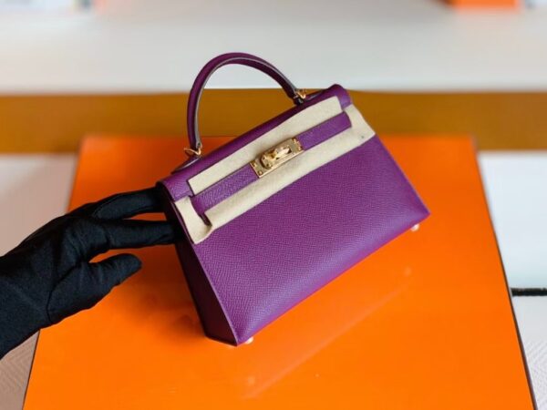 Hermes Mini Kelly Epsom P9 actiniae purple Gold Hardware 19cm Full Handmade