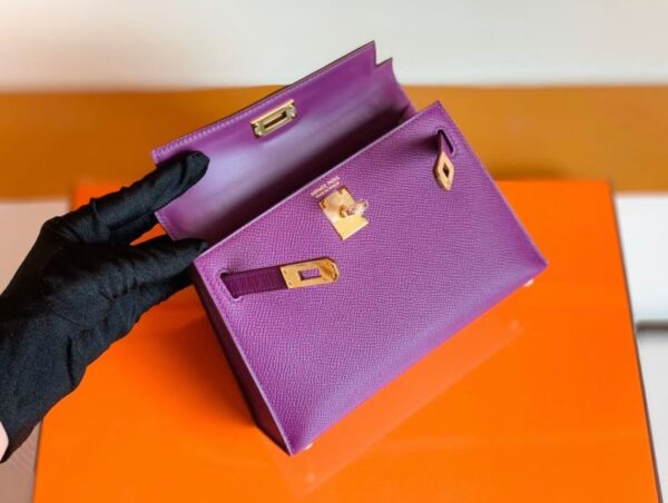 Hermes Mini Kelly Epsom P9 actiniae purple Gold Hardware 19cm Full Handmade